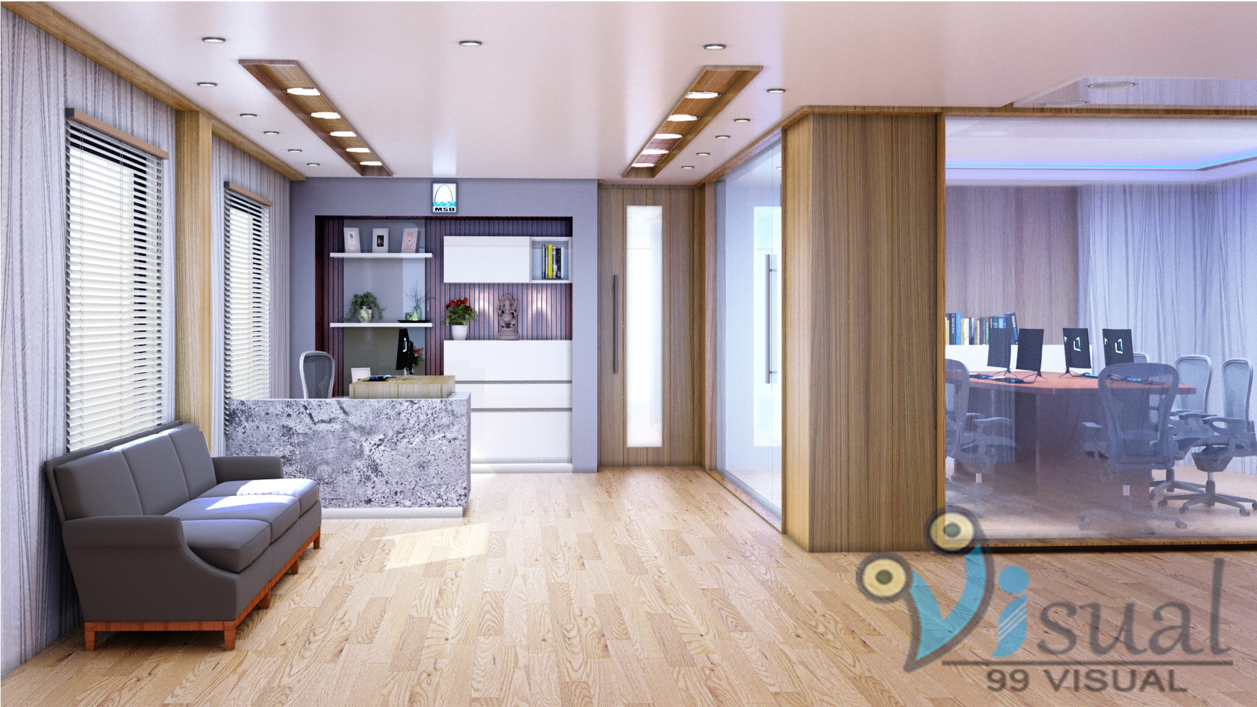 office space hall rendering